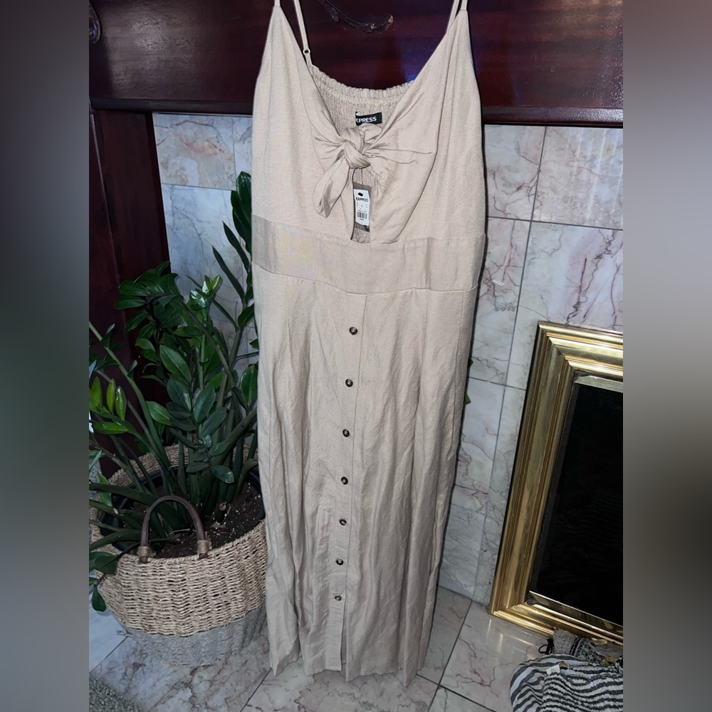 Express linen blend midi dress